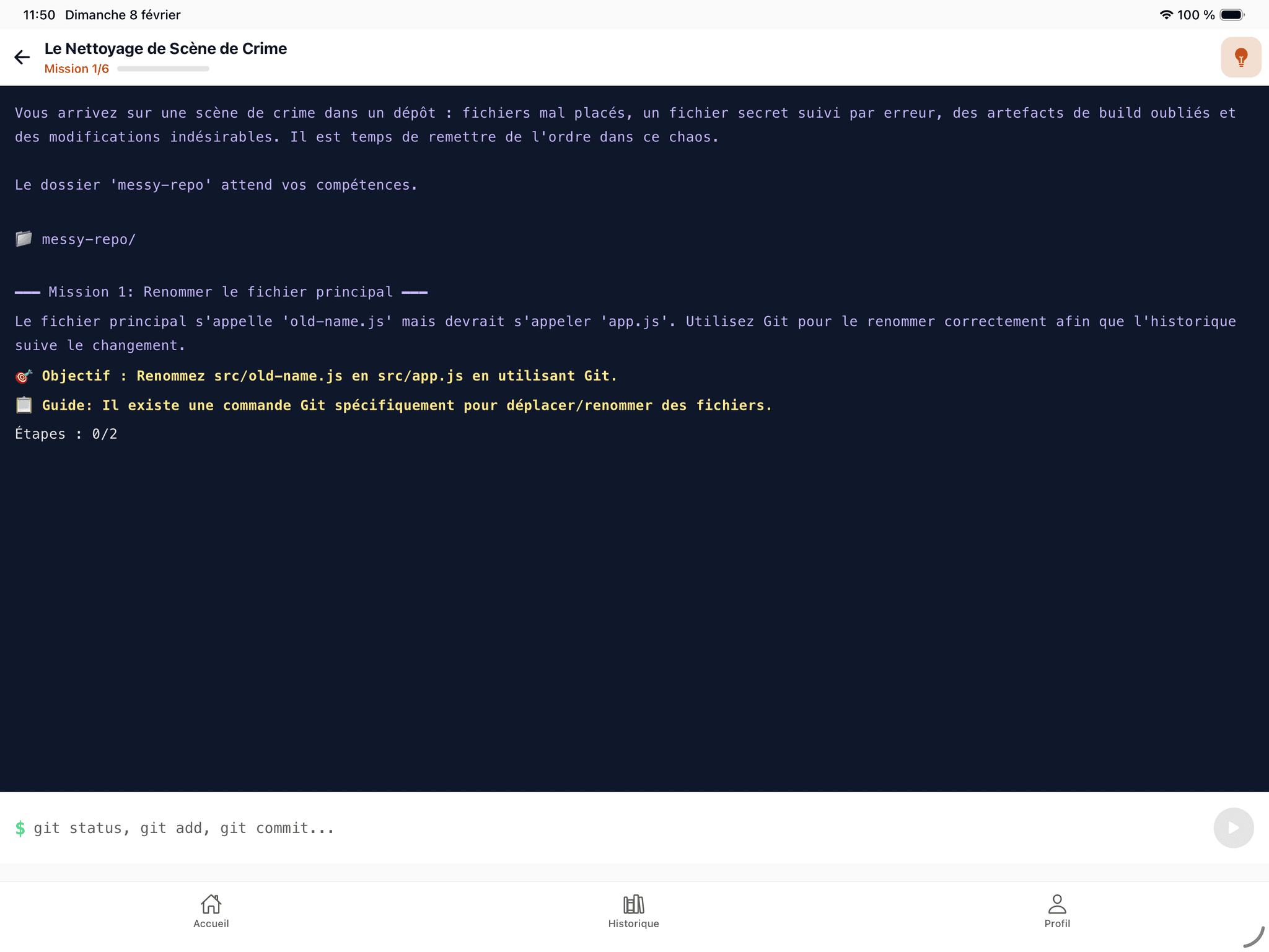 Terminal mission on iPad with interactive scenario